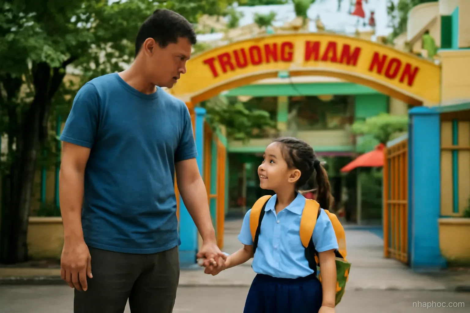 Cai nếp ngủ chung trước khi con đến lớp